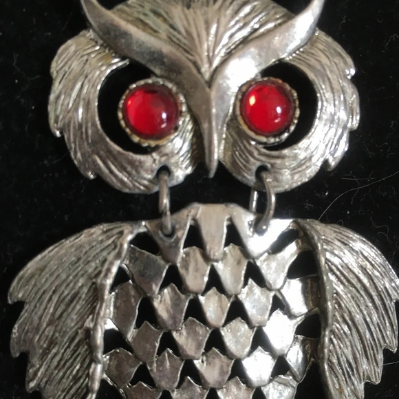 Vtg Owl pendant necklace - Picture 3 of 7